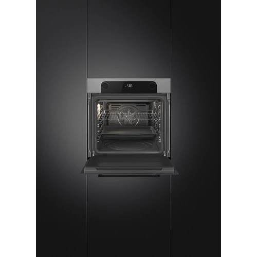 SMEG HŐLÉGKEVERÉSES SÜTŐ, Musa design, 60 cm, 10 funkció, ezüst/fekete, Schuko