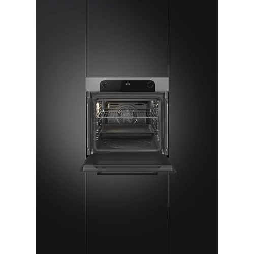 SMEG HŐLÉGKEVERÉSES SÜTŐ, Musa design, 60 cm, 8 funkció, ezüst/fekete