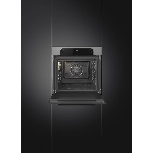 SMEG HŐLÉGKEVERÉSES SÜTŐ, Musa design, 60 cm, 8 funkció, ezüst/fekete, Schuko
