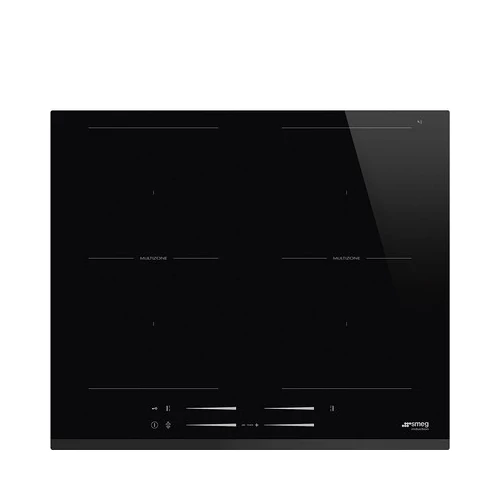 SMEG INDUKCIÓS FŐZŐLAP, Universal design, 60 cm, 4 főzőzóna, 2 MultiZone híd zóna, lekerekített él, fekete üveg