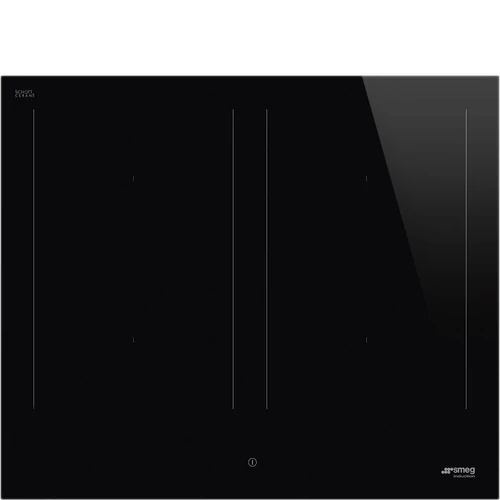SMEG INDUKCIÓS FŐZŐLAP, Universal design, 60 cm, 4 főzőzóna, 2 MultiZone híd zóna, Auto-Vent2.0, egyenes él, fekete üveg