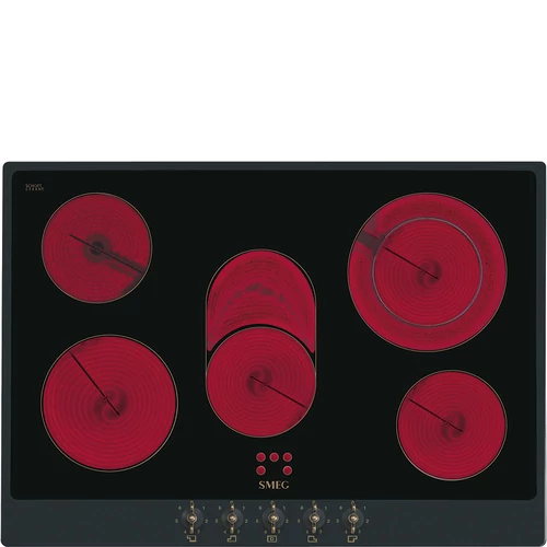 SMEG KERÁMIA FŐZŐLAP, Colonial design, 72 cm, 5 főzőzóna, antracit