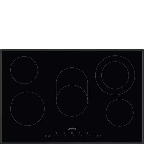 SMEG KERÁMIA FŐZŐLAP,Universal,77cm,5 booste,2bővíthető,9 fokozat,érintőszenzoros,lekerekített élű üveg