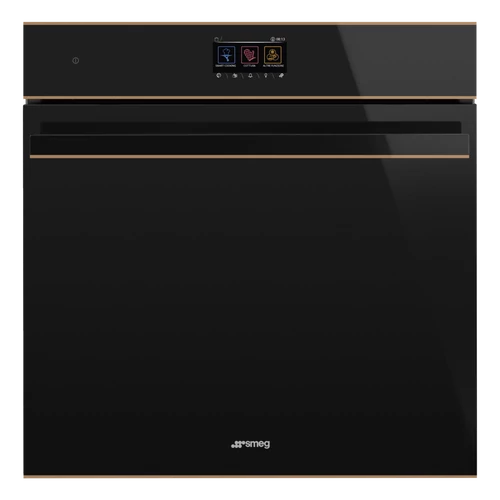 SMEG KOMBINÁLT GŐZSÜTŐ, Dolce Stil Novo design, Galileo, 60 cm, TFT, fekete üveg, réz dísz