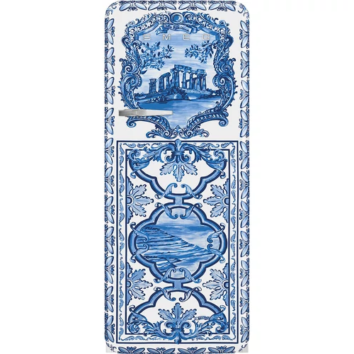 SMEG KOMBINÁLT HŰTŐ ÉS FAGYASZTÓ, 60,1x150 cm, jobb oldali pántok, D&G Blu Mediterraneo