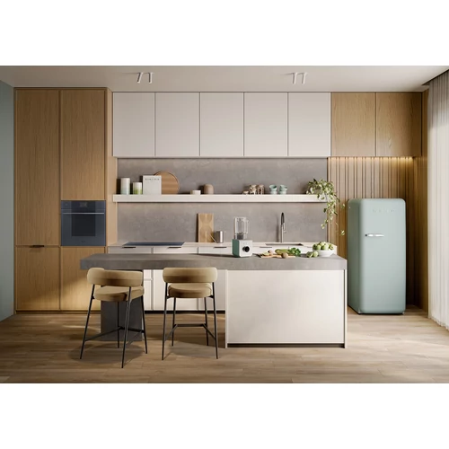 SMEG KOMBINÁLT HŰTŐ ÉS FAGYASZTÓ, retro, 60,1x150 cm, jobb oldali pántok, matt tengerzöld