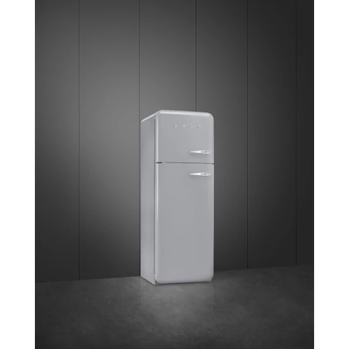 SMEG KOMBINÁLT HŰTŐ ÉS FAGYASZTÓ, retro, 60,1x172 cm, bal oldali pántok, ezüst