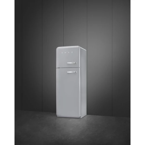 SMEG KOMBINÁLT HŰTŐ ÉS FAGYASZTÓ, retro, 60,1x172 cm, bal oldali pántok, ezüst