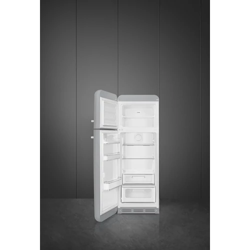SMEG KOMBINÁLT HŰTŐ ÉS FAGYASZTÓ, retro, 60,1x172 cm, bal oldali pántok, ezüst
