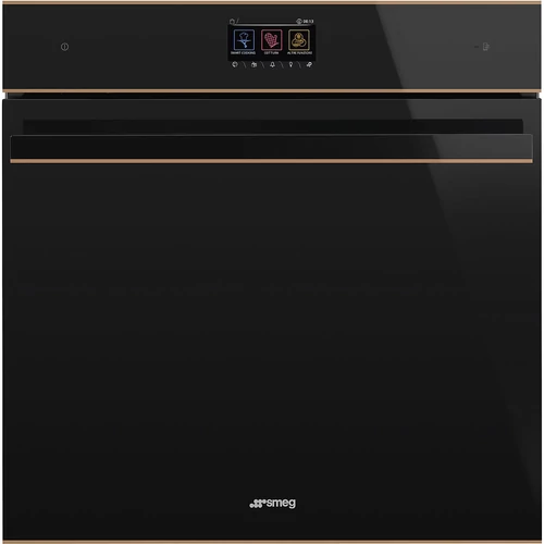 SMEG KOMBINÁLT MIKROHULLÁMÚ SÜTŐ, Dolce Stil Novo design, Galileo, 60 cm, TFT, fekete üveg, réz dísz