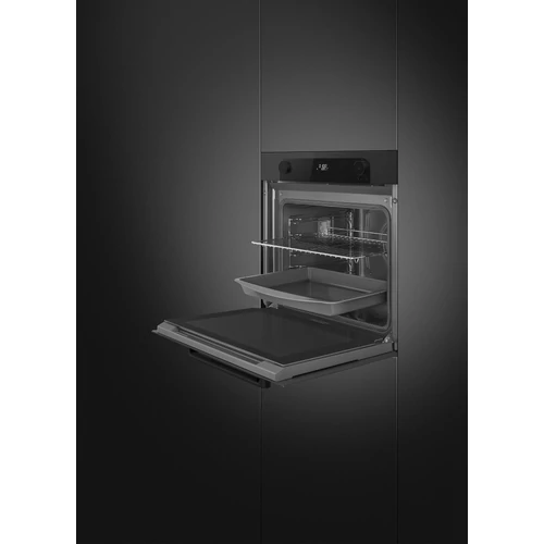 SMEG KOMBINÁLT PIROLITIKUS SÜTŐ, GŐZFUNKCIÓVAL, Musa design, Galileo, 60 cm, CS LCD, fekete, Schuko