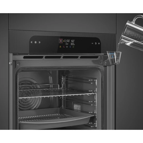 SMEG KOMBINÁLT PIROLITIKUS SÜTŐ, GŐZFUNKCIÓVAL, Musa design, Galileo, 60 cm, ES LCD, fekete, Schuko