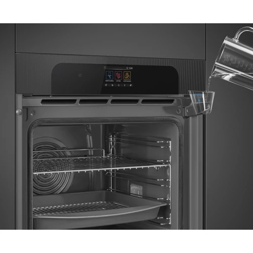 SMEG KOMBINÁLT PIROLITIKUS SÜTŐ, GŐZFUNKCIÓVAL, Musa design, Galileo, 60 cm, TFT, fekete, Schuko