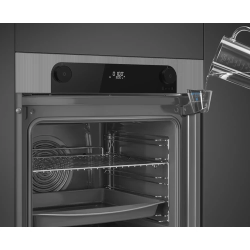 SMEG KOMBINÁLT SÜTŐ, GŐZFUNKCIÓVAL, Musa design, Galileo, 60 cm, ezüst/fekete, Schuko