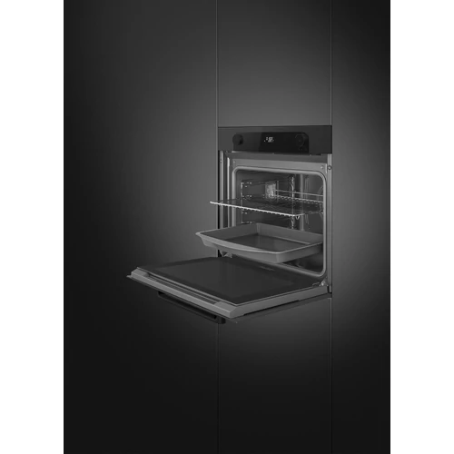 SMEG KOMBINÁLT SÜTŐ, GŐZFUNKCIÓVAL, Musa design, Galileo, 60 cm, fekete, Schuko