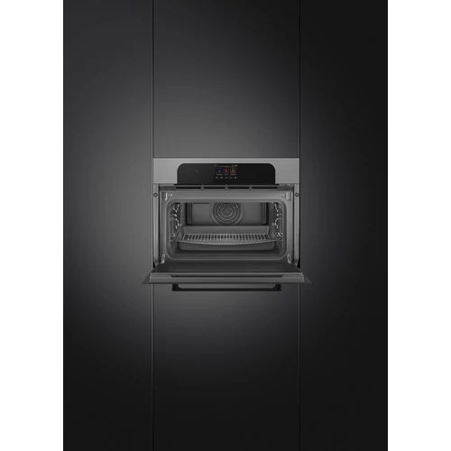 SMEG KOMPAKT KOMBINÁLT GŐZSÜTŐ, Musa design, Galileo, 45 cm, ezüst/fekete