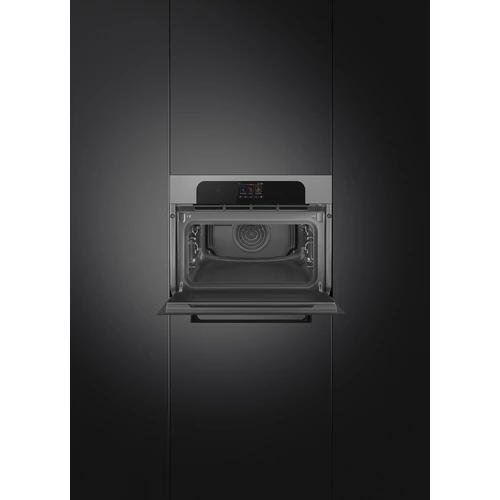 SMEG KOMPAKT KOMBINÁLT GŐZSÜTŐ, Musa design, Galileo, 45 cm, ezüst/fekete