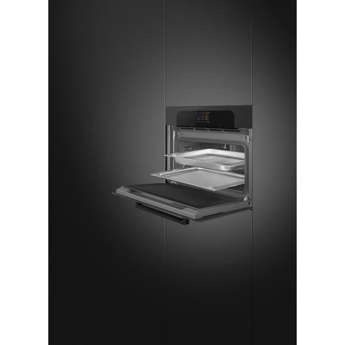 SMEG KOMPAKT KOMBINÁLT GŐZSÜTŐ, Musa design, Galileo, 45 cm, fekete, Schuko