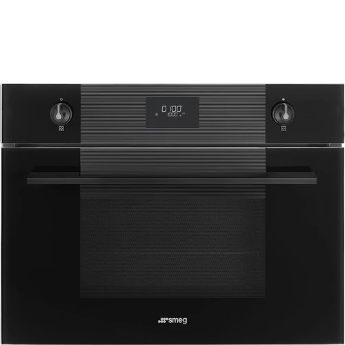 SMEG KOMPAKT KOMBINÁLT MIKROHULLÁMÚ SÜTŐ, Linea design, Galileo, 45 cm, CS LCD, mélyfekete üveg