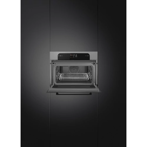 SMEG KOMPAKT KOMBINÁLT MIKROHULLÁMÚ SÜTŐ, Musa design, Galileo, 45 cm, ES LCD, ezüst/fekete, Schuko