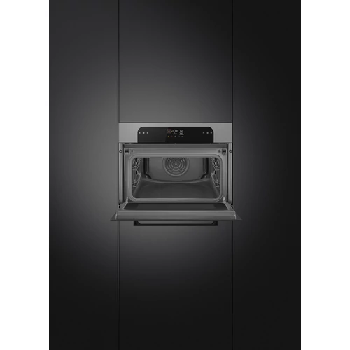 SMEG KOMPAKT KOMBINÁLT MIKROHULLÁMÚ SÜTŐ, Musa design, Galileo, 45 cm, ES LCD, ezüst/fekete, Schuko