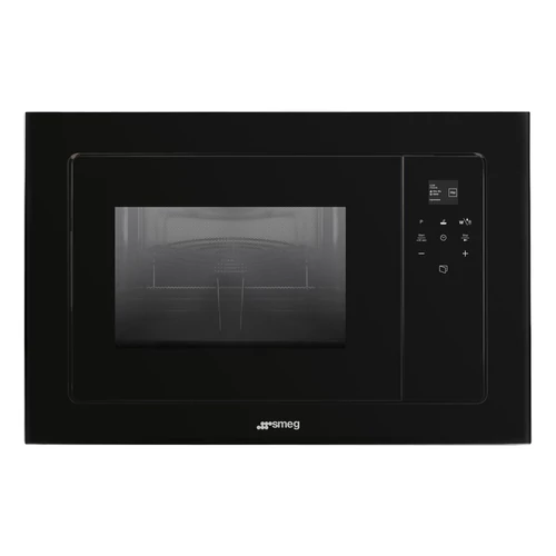 SMEG MIKROHULLÁMÚ SÜTŐ, Linea design, beépíthető, 20 liter, mélyfekete üveg