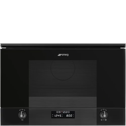 SMEG MIKROHULLÁMÚ SÜTŐ, Linea design, beépíthető, 22 liter, mélyfeketefekete üveg