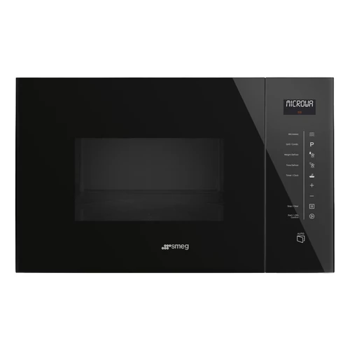 SMEG MIKROHULLÁMÚ SÜTŐ, Linea design, beépíthető, 25 liter, fekete üveg