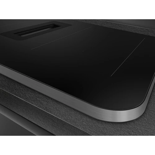 SMEG PÁRAELSZÍVÓVAL INTEGRÁLT INDUKCIÓS FŐZŐLAP, Isola design, Alta kollekció, 83x52 cm, fekete üveg/inox