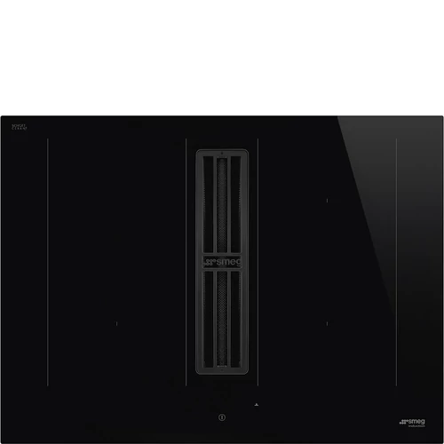 SMEG PÁRAELSZÍVÓVAL INTEGRÁLT INDUKCIÓS FŐZŐLAP, Universal design, 83x52 cm, design rács, fekete üveg