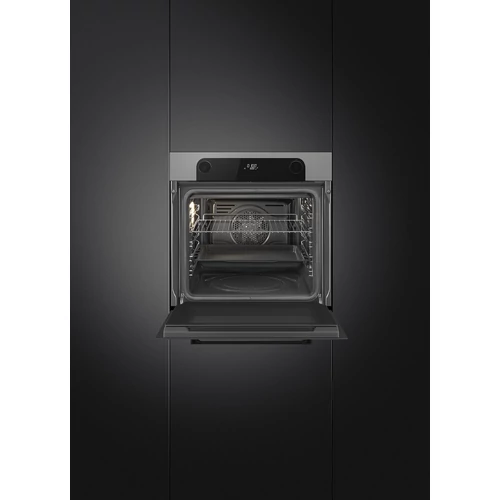 SMEG PIROLITIKUS HŐLÉGKEVERÉSES SÜTŐ, Musa design, 60 cm, ezüst/fekete, Schuko