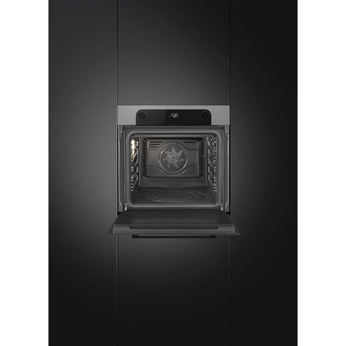 SMEG PIROLITIKUS HŐLÉGKEVERÉSES SÜTŐ, Musa design, 60 cm, ezüst/fekete, Schuko