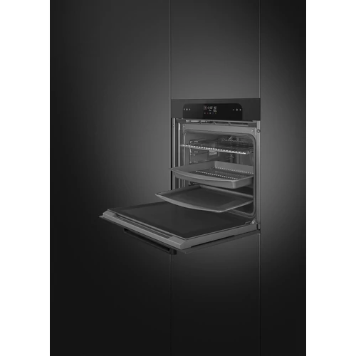SMEG PIROLITIKUS HŐLÉGKEVERÉSES SÜTŐ, Musa design, Galileo, 60 cm, 10 funkció, ES LCD, fekete, Schuko