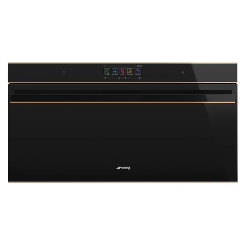 SMEG PIROLITIKUS HŐLÉGKEVERÉSES XL SÜTŐ, Dolce Stil Novo design, 90x47,5 cm, nagy TFT, fekete üveg, réz dísz