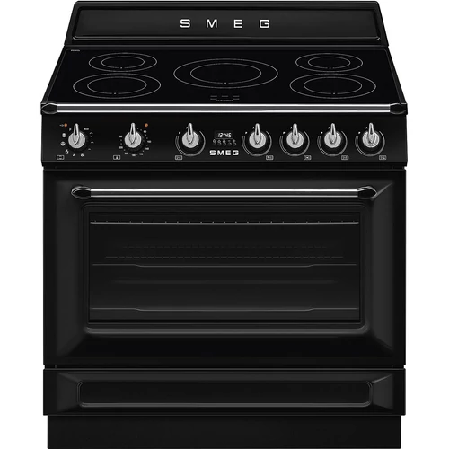 SMEG PIROLITIKUS SZABADONÁLLÓ TŰZHELY, Victoria design, 90 cm, 1 sütőtér, indukciós főzőlap, fekete