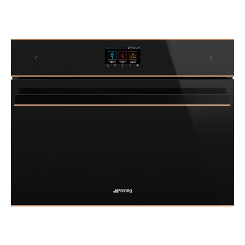 SMEG SOKKOLÓ HŰTŐ, Dolce Stil Novo design, 45 cm, TFT, fekete üveg, réz dísz