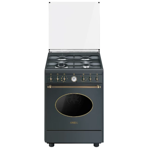 SMEG SZABADONÁLLÓ TŰZHELY,Colonial,sütő:72l,9f,főzőlap: 4 égő (1 wok égő),antracit,bronz fogantyú és gombok