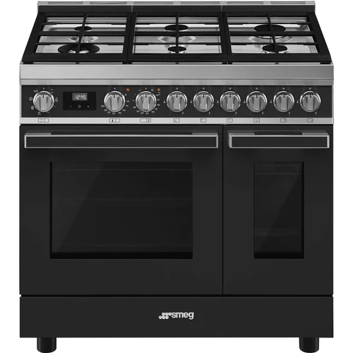 SMEG SZABADONÁLLÓ TŰZHELY,Portofino,90 cm,70+35 l sütőtér,8+4 funkció, 6 gázégő (ebből 1 db 4,2 kW-os WOK égő),antracit