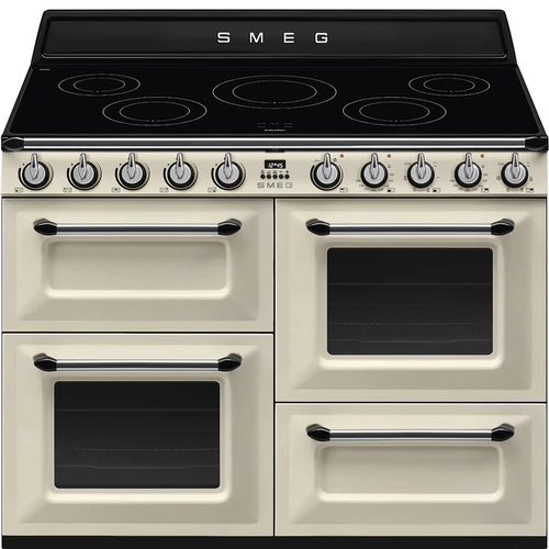 SMEG SZABADONÁLLÓ TŰZHELY, Victoria design, 110 cm, 3 sütőtér, indukciós főzőlap, bézs