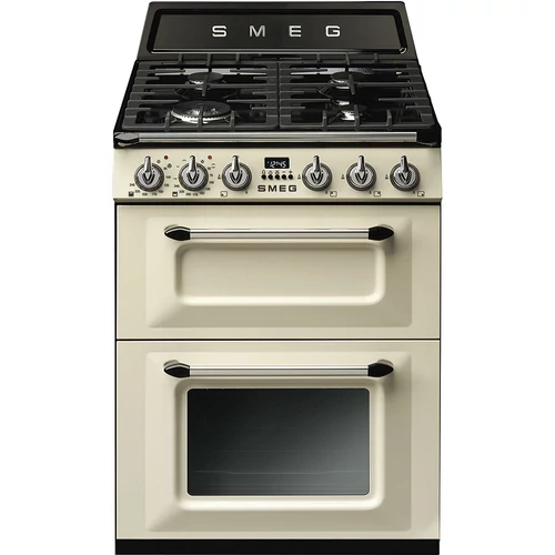 SMEG SZABADONÁLLÓ TŰZHELY,Victoria,60cm,4+2 funkció,65+35 l ,főzőlap: 4 égő,öntöttvas edénytartó,bézs