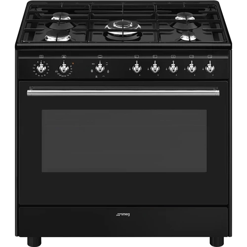 SMEG SZABADONÁLLÓ TŰZHELY, Classica, 90 cm, 6 gázégő, fekete