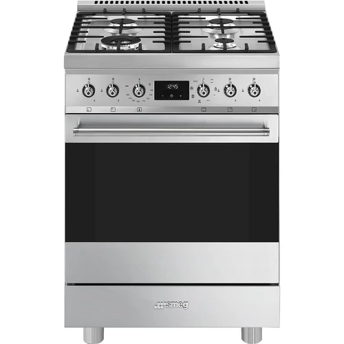 SMEG SZABADONÁLLÓ TŰZHELY, Classica design, 60 cm, 1 sütőtér, 8 funckió, gáz főzőlap, rozsdamentes acél