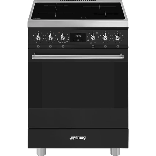 SMEG SZABADONÁLLÓ TŰZHELY, Classica design, 60 cm, 1 sütőtér, 8 funkció, indukciós főzőlap, matt fekete
