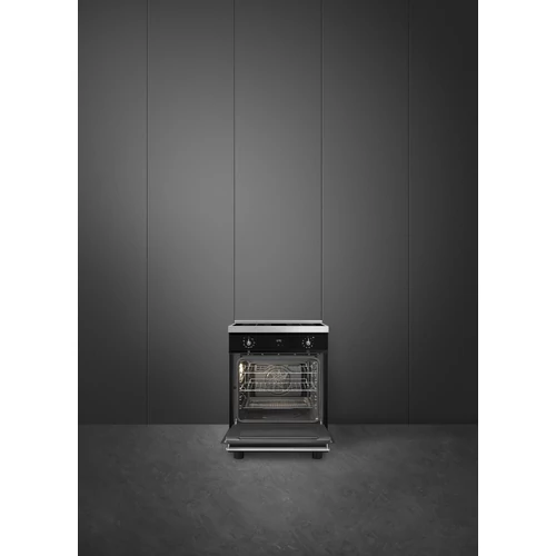 SMEG SZABADONÁLLÓ TŰZHELY, Classica design, 60 cm, 1 sütőtér, indukciós főzőlap, fekete
