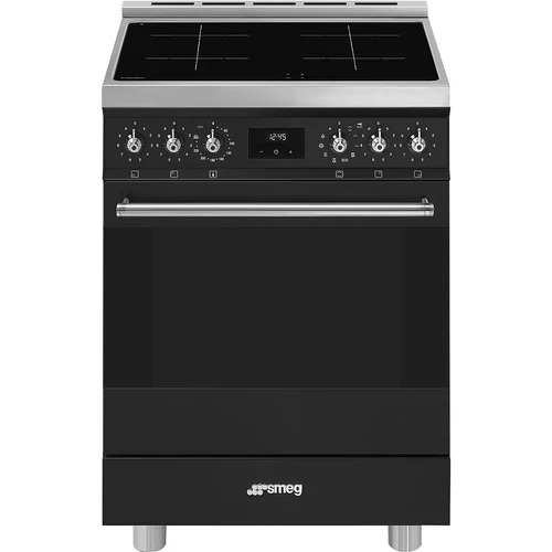 SMEG SZABADONÁLLÓ TŰZHELY, Classica design, 60 cm, 1 sütőtér, indukciós főzőlap, pirolitikus tisztítás, matt fekete