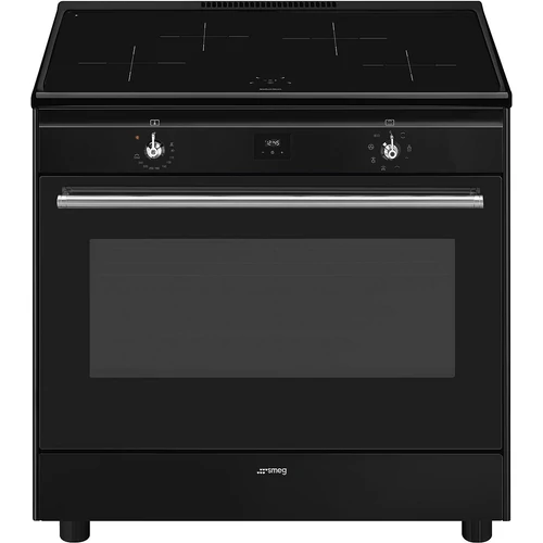 SMEG SZABADONÁLLÓ TŰZHELY, Classica design, 90 cm, 1 sütőtér, indukciós főzőlap, 4 főzőzóna, antracit