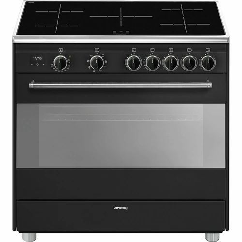 SMEG SZABADONÁLLÓ TŰZHELY, Classica design, 90 cm, 1 sütőtér, indukciós főzőlap, 5 főzőzóna, antracit