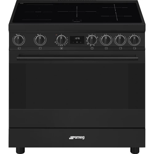 SMEG SZABADONÁLLÓ TŰZHELY, Classica design, 90 cm, 1 sütőtér, indukciós főzőlap, hengeres lábak, antracit