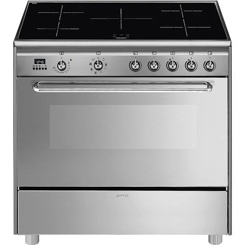 SMEG SZABADONÁLLÓ TŰZHELY, Classica design, 90 cm, 1 sütőtér, indukciós főzőlap, inox
