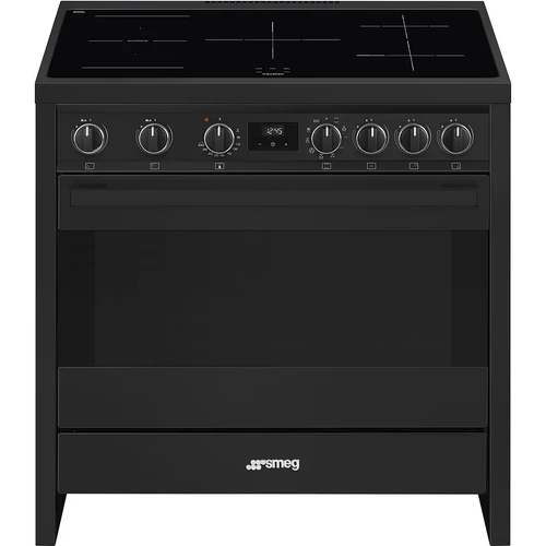 SMEG SZABADONÁLLÓ TŰZHELY, Classica design, 90 cm, 1 sütőtér, indukciós főzőlap, szögletes lábak, antracit